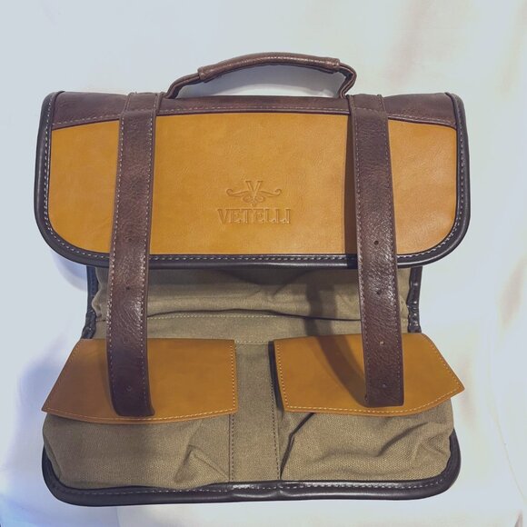Vetelli Men's (Unisex) Hanging Travel Toiletry Bag-NWOT-Brown/Camel-Storage Bag - Picture 9 of 16